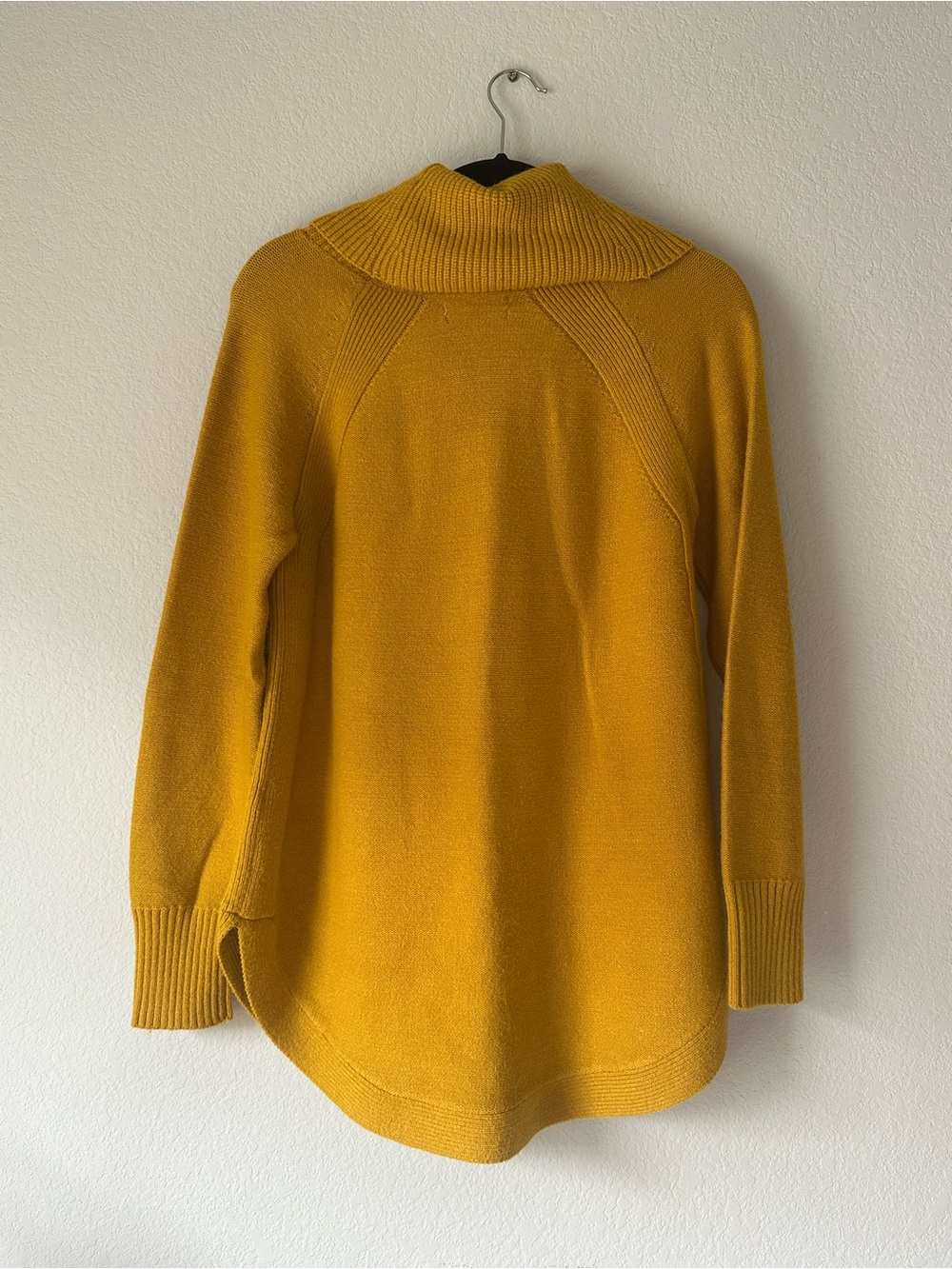 Anthropologie Georgia Cowl Neck Tunic Sweater Mustard Gold High Low Hem M EUC - Picture 4 of 5
